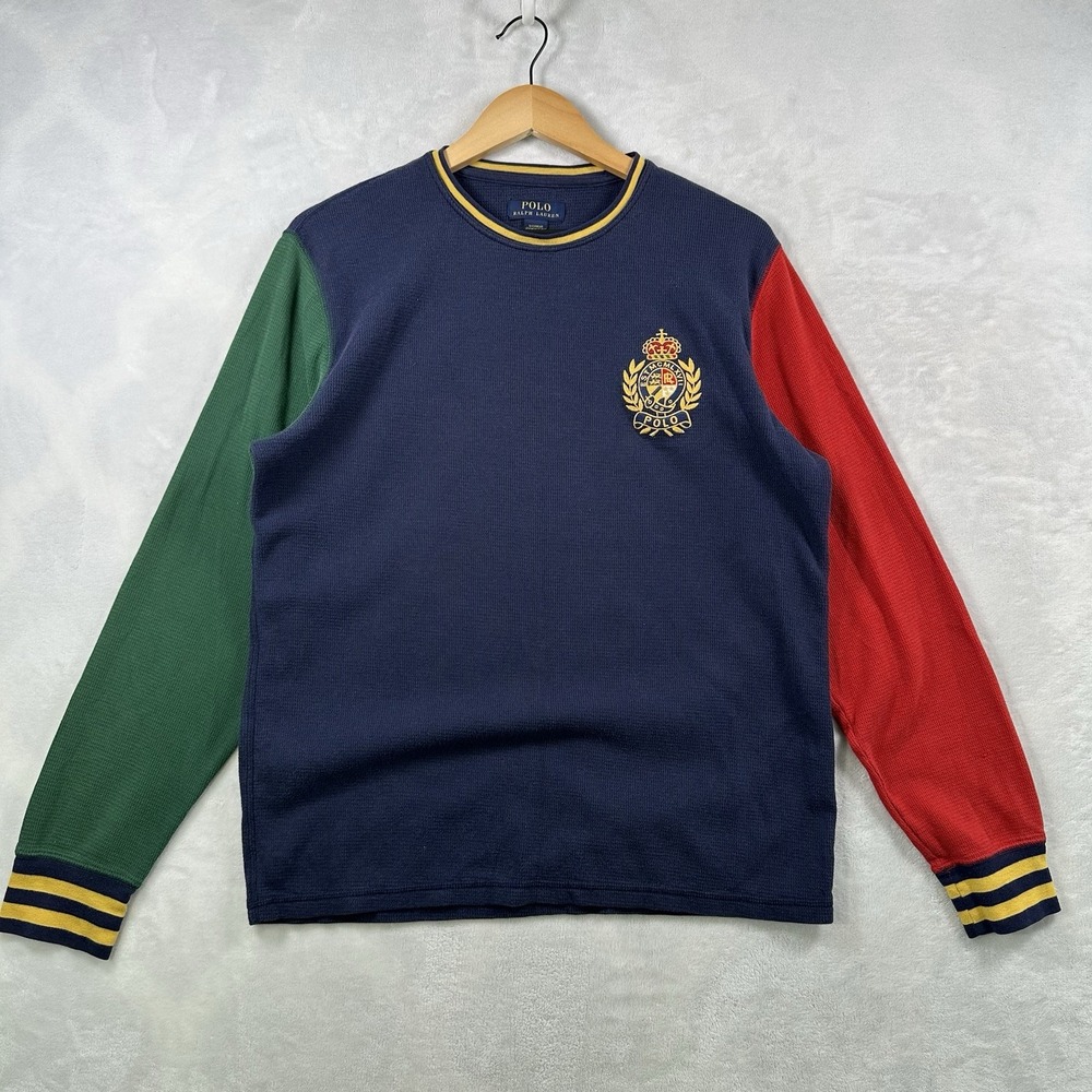 Polo Ralph Lauren Mens LARGE Waffle Knit Thermal Pajama Shirt Top
